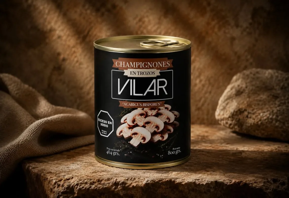 Lata de champiñones Vilar en trozos