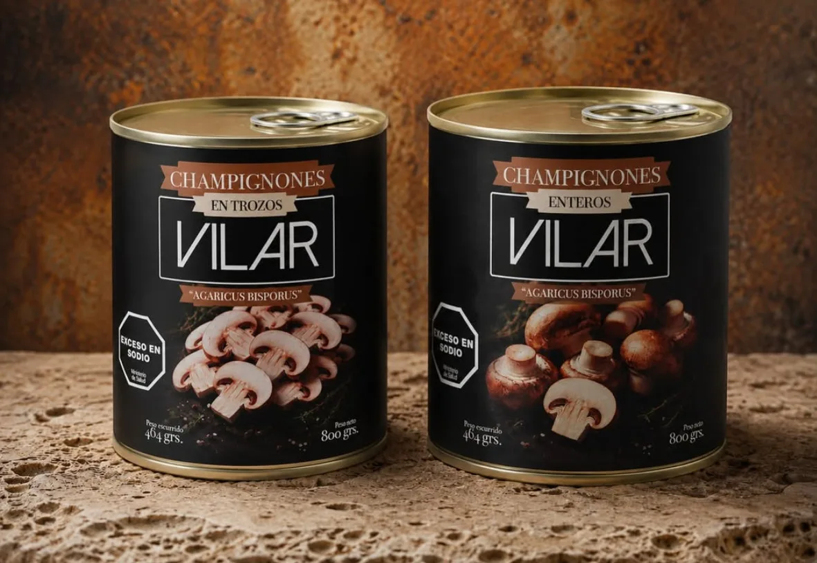 Latas de champiñones Vilar