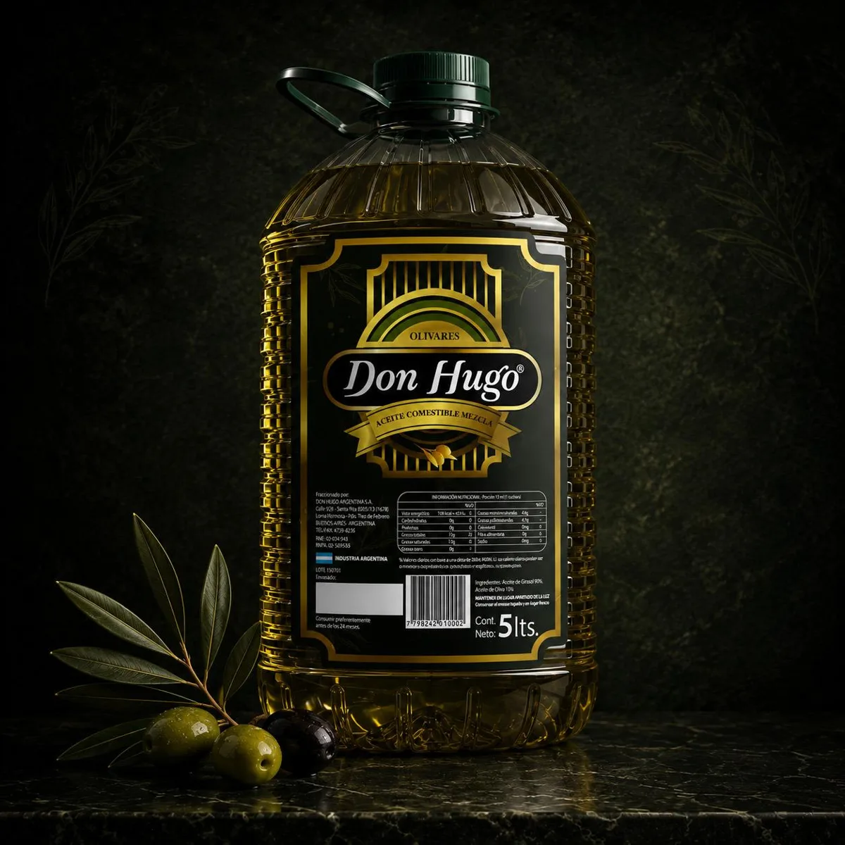 Bidón de aceite Don Hugo Olivares de 5 litros